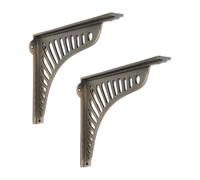 Infinity Decor Paire de supports d'étagère en fonte - Design allongé - Résistants - Mat - Antique, sécurisé - 260 mm x 210 mm - Pour projets intérieurs et extérieurs - Fonctionnels et décoratifs