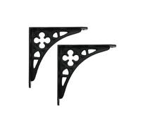 Infinity Decor Paire de supports d'étagère en fonte robustes en forme de L - Style vintage gothique - Pour étagères de ferme, jardin et vintage (noir)