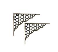 Infinity Decor Paire de supports d'étagère muraux en fonte robustes en forme de nid d'abeille pour décoration murale de maison, livres, ferme, étagères de cuisine, salon (antique mat)