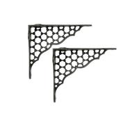 Infinity Decor Paire de supports d'étagère muraux robustes en fonte avec motif nid d'abeille pour décoration murale de maison, livres, ferme, cuisine, salon (ewter)