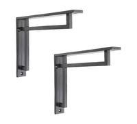 Infinity Decor Paire de supports d'étagère vintage en fonte rustique avec différentes finitions - 230 mm x 160 mm - Utilisation pour cuisine, salon et extérieur - Noir