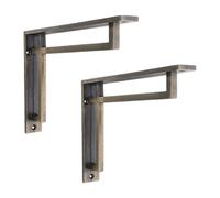 Infinity Decor Paire de supports d'étagère vintage rustiques en fonte avec différentes finitions - 230 mm x 160 mm - Utilisation pour cuisine, salon et extérieur (antique mat)