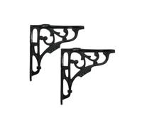 Infinity Decor Paire de supports muraux robustes en fonte pour étagère de cuisine, salon, extérieur Noir 125 x 125 mm