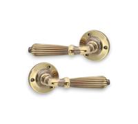 Infinity Decor Poignée de porte à levier sur rosace - Laiton vieilli et nickel vieilli - Poignées de porte à mortaise de style régence (laiton vieilli)