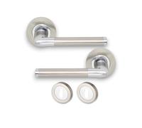 Infinity Decor Poignée de porte droite ovale avec rosaces - Poignées de traction bicolores 120 mm pour intérieur et extérieur