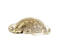 Infinity Decor Poignée demi-ronde en forme de coquillage en laiton poli pour meubles de cuisine, placard, tiroir, porte d'armoire, 100 mm