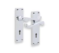 INFINITY DÉCOR® Poignées de porte à levier victorien sur plaque arrière - Chrome poli - Poignées de porte intérieure avec plaque arrière de 155 x 41 mm