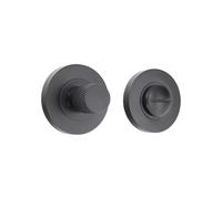 Infinity Decor Verrou de sécurité à motif moleté avec libération d'urgence, finition noire mate, 50 mm en laiton massif pour portes de salle de bain