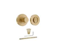 Infinity Decor Verrou de sécurité en laiton satiné robuste à motif nervuré avec déclenchement d'urgence - Loquet d'intimité en laiton massif pour portes de salle de bain