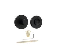 Infinity Decor Verrou de sécurité robuste à motif nervuré noir mat avec déclenchement d'urgence - Loquet d'intimité en laiton massif pour portes de salle de bain