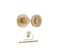 Infinity Decor Verrou de sécurité robuste en laiton satiné à motif martelé avec déclenchement d'urgence - Loquet d'intimité en laiton massif pour portes de salle de bain