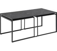 Infinity Ensemble de tables basses, 3 pièces, impression marbre noir, noir.