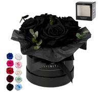 Infinity Flowerbox - Eucalyptus Bouquet noir - Rose conservée dans une boîte cadeau, fleurit 3 ans sans eau