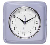 Infinity Instruments Horloge Murale rétro - 22,9 cm - Carré Silencieux - sans tic-tac - Horloge Murale décorative Vintage pour Cuisine, Bureau ou Salle à Manger - Lilas