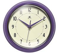 Infinity Instruments LTD. Retro 9 inch Silent Sweep Non-Ticking Mid Century Modern Kitchen Diner Wall Clock Quartz Movement Retro Wall Clock Decorative (Purple)…