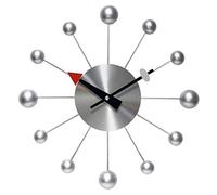 Infinity Instruments Orb Spoke Midcentury Modern 15 inch Retro Starburst Ball Wall Clock Quiet Quartz Movement Mid Century Modern Decorative (Silver)