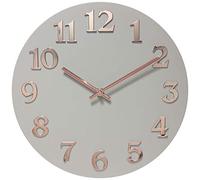 Infinity Instruments Vogue, horloge murale moderne à face ouverte, superbes aiguilles et chiffres en métal faciles à lire, trou de serrure facile à accrocher, 30,5 cm, gris/or rose