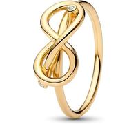 Infinity Knot 14k Gold-Plated Ring with Clear Cubic Zirconia