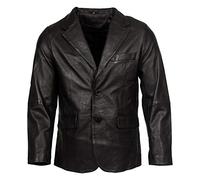 Infinity Leather Blazer Noir à 2 Boutons sur Mesure pour Homme Blouson en Cuir à 100% d'agneau Souple L