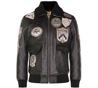 Infinity Leather Blouson Aviateur Top Gun Air Force A2 Voyage en Cuir Pour Homme Avec Col et Patchs en Peau de Mouton