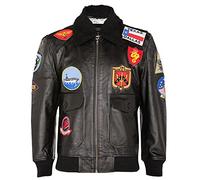 Infinity Leather Blouson Aviateur Top Gun Air Force A2 Voyage en Cuir Pour Homme Avec Col et Patchs en Peau de Mouton
