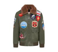 Infinity Leather Blouson Aviateur Top Gun Air Force A2 Voyage en Cuir Pour Homme Avec Col et Patchs en Peau de Mouton