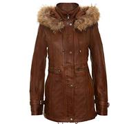 Infinity Leather Blouson en Cuir Chaud Bronzer pour Femme Parka à Capuche Détachable 2XL