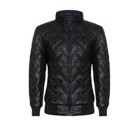 Infinity Leather Blouson Homme Noir Matelassé Bomber Chaud En Cuir D'Agneau