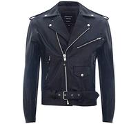 Infinity Leather Blouson Motard Brando en Cuir Noir pour Homme Blouson en Peau de Vache Rétro Rock S
