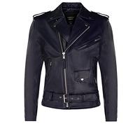 Infinity Leather Blouson Motard Brando en Cuir Pour Homme Blouson en Peau de Vache Rétro Rock