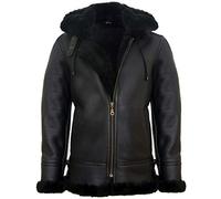 Infinity Leather Bomber à Capuche Volant en Peau de Mouton en Cuir Marron Noir Pour Homme B3 Aviator Pilot Veste M