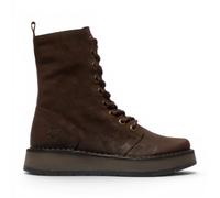 Infinity Leather Bottines à Lacets Fly RAMI Combat pour Femmes, Couleur Expresso, en Daim Marron.