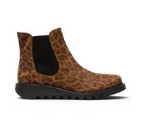 Infinity Leather Bottines à Talon compensé Fly SALV Chelsea pour Femme, en Daim Beige léopard.