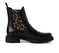 Infinity Leather Bottines Chelsea Classiques Hautes en Cuir Léopard Noir Pour Femme