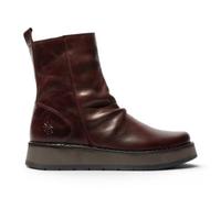Infinity Leather Bottines Confortables à Plateforme en Cuir Rouge Bordeaux Fly RENO pour Femmes