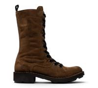 Infinity Leather Bottines de Combat décontractées Fly NOLE pour Femmes, en Cuir Marron, à Lacets et Fermeture éclair.