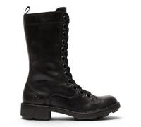 Infinity Leather Bottines de Combat décontractées Fly NOLE pour Femmes, en Cuir Noir, à Lacets et Fermeture éclair.