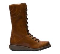 Infinity Leather Bottines de Combat décontractées Fly Ster pour Femmes, en Cuir Marron, à Lacets et Fermeture éclair.
