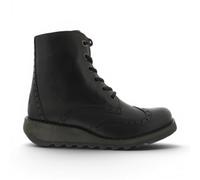Infinity Leather Bottines décontractées Confortables en Cuir Noir à Lacets et Fermeture éclair pour Femmes Fly SARL