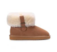 Infinity Leather Bottines D'Hiver en Daim et Peau de Mouton Pour Femme - Granit | Doublées de Fourrure, à Enfiler Avec Boucle Semelle Antidérapante Pour L'Intérieur et L'Extérieur Chaussures