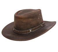 Infinity Leather Chapeau Cowboy Aussie en Cuir Véritable Outback Bush Marron Australien