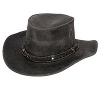 Infinity Leather Chapeau Cowboy Aussie en Cuir Véritable Outback Bush Noir Australien