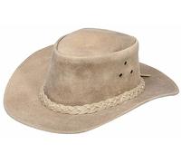 Infinity Leather Chapeau de Cowboy Australien Camel Occidentale Style Outback en Daim Véritable Aussie Chapeau de Brousse