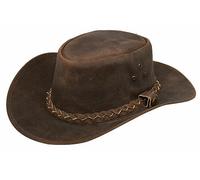 Infinity Leather Chapeau de Cowboy Australien de Style Occidental Marron en Daim Véritable