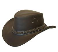 Infinity Leather Chapeau de Cowboy Australien en Cuir Véritable de Style Occidental Marron