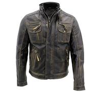 Infinity Leather Noir Chaud Vintage Brando Veste Motard en Cuir Pour Hommes 2XL