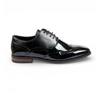 Infinity Leather Chaussures Oxford Classiques à Lacets, Bout Golf, en Cuir PU Verni Noir pour Homme Dolcetto