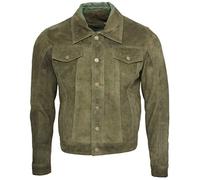 Infinity Leather Chemise en Cuir Kaki en Daim Décontractée Pour Homme