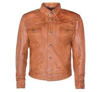 Infinity Leather Chemise en Cuir Véritable Bronzer Pour Hommes Jeans Trucker Coupe Ajustée Veste L