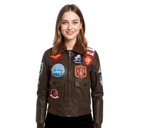 Infinity Leather Femme Air Force A2 Flight en cuir à col en peau de mouton Blouson Bombardier